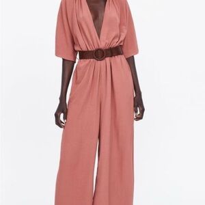 ZARA Elegant Pink Jumpsuit with Belt
